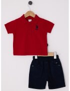 US Polo Assn Set de tricou cu imprimeu si pantaloni - 2 Piese - Rosu/Negru