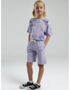 US Polo Assn Set de tricou din bumbac si pantaloni scurti cu imprimeu text - 2 Piese - Albastru inchis/Lila