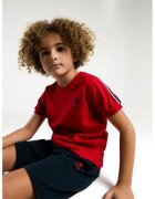 US Polo Assn Set de tricou din bumbac si pantaloni scurti cu logo discret - Rosu vermillion/Bleumarin