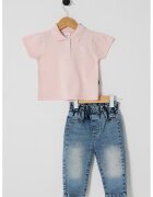 US Polo Assn Set de tricou polo si blugi - 2 Piese - Albastru inchis/Roz pastel