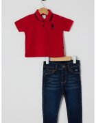 US Polo Assn Set de tricou polo si blugi - 2 Piese - Rosu/Albastru inchis