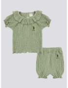 US Polo Assn Set de tricou texturat si pantaloni scurti - Verde feriga