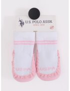 US Polo Assn Sosete scurte din amestec de bumbac - Alb optic/Roz pal