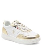 US Polo Assn Tenisi copii - alb - auriu - piele ecologica -