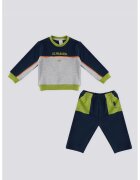 US Polo Assn Trening cu model colorblock si logo - Albastru ultramarin/Gri melange