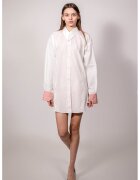 UVIA Rochie-camasa de bumbac cu model in dungi - Alb/Coral
