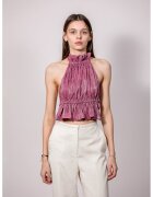 UVIA Top crop cu model halter - Roz zmeuriu