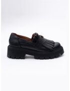 VAGAM Pantofi loafer de piele cu toc masiv - Negru