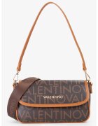 Valentino Bags Geanta de piele ecologica cu bareta de umar cu logo - Maro inchis/Maro scortisoara/Maro deschis