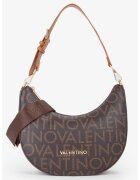 Valentino Bags Geanta semiluna de piele ecologica cu model logo - Maro inchis/Maro deschis