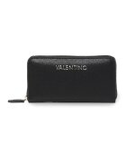 Valentino Bags Portofel de piele ecologica cu fermoar si aplicatie logo metalica Divina - Negru stins