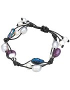 Valero Pearls Bratara de piele cu perle si ametist - Multicolor