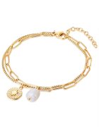 Valero Pearls Bratara stratificata placata cu aur de 14K - Auriu