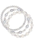 Valero Pearls Set de bratari cu perle de apa dulce - 3 piese - Gri