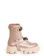 Vanilla Bocanci Nadia din piele naturala nude sidefat - cu accesorii