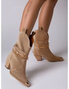 Vanilla Ciocate Bushra Piele Intoarsa Camel cu Accesorii Aurii