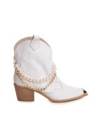 Vanilla Ciocate Camilla piele naturala alba de dama cu lant auriu si perle