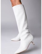 Vanilla Cizme Frosted Charm cu toc kitten - piele naturala de culoare alba
