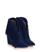 Vanilla Cizme tip ciocate Nemesis piele intoarsa bleumarin cu franjuri