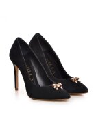 Vanilla Pantofi Stiletto cu toc subtire piele intoarsa cu accesorii aurii