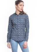 Vegea Camasa slim fit cu imprimeu grafic - Albastru inchis/Galben pai