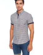Vegea Camasa slim fit cu model - Galben/Albastru inchis