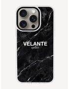 VELANTE OFFICIALE Husa unisex cu imprimeu logo pentru iPhone 15 PRO - Alb/Negru stins