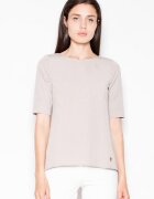 Venaton Bluza dama asimetrica - decupaj spate - bej - poliester 65% - viscoza 35%