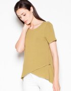 Venaton Bluza dama asimetrica - fata pliata - verde - viscoza