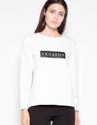 Venaton Bluza dama asimetrica - imprimeu original - bej - bumbac