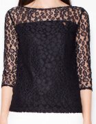 Venaton Bluza dama - maneci 3/4 - transparent cu puncte - negru - poliester