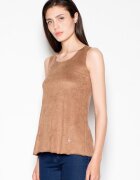 Venaton Bluza dama - piele intoarsa - decolteu semicircular - maro - poliester
