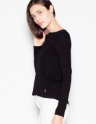 Venaton Bluza dama - scurta - cu maneci lungi - decupaj spate - neagra - viscoza
