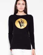 Venaton Hanorac asimetric - slim-fit - imprimeu original - negru - bumbac