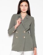 Venaton Palton dama jacheta dublu - maneci lungi - verde - elastan - poliester - viscoza