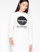 Venaton Pulover dama bej - bumbac - imprimeu original - maneci lungi