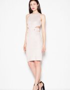 Venaton Rochie de seara - decupaje talie - piele de caprioara - bej