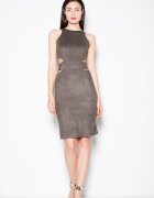 Venaton Rochie de seara verde - piele de caprioara - decupaje talie - elastan 5% - poliester 95%