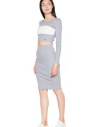 Venaton Set fusta si crop top - gri - bumbac/elastan -