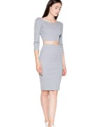 Venaton Set fusta si crop top - gri - bumbac/elastan