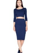 Venaton Set fusta/top dama - Bumbac/Elastan - Bleumarin