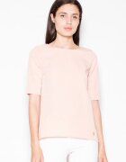 Venaton Tricou dama asimetric - decupaj spate - roz - poliester-viscosa -
