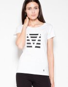 Venaton Tricou dama imprimeu original - alb - bumbac 92% -