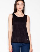 Venaton Tricou dama negru - piele intoarsa - decolteu semicircular - model lejer