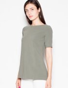 Venaton Tricou dama verde - croiala prelungita - decupaje patrate - poliester. -