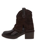 VENEZIA Botine cowboy din piele lacuita - cu garnitura de piele intoarsa
