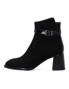 VENEZIA Botine negre din piele intoarsa cu catarama decorativa
