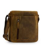 VENEZIA Geanta barbati - crossbody - piele naturala - maro - 22x6x7cm - set cu 3 buzunare interioare si 3 exterioare