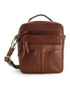 VENEZIA Geanta crossbody dama piele naturala - maro - 25x22x10cm - 4 buzunare externe - curea detasabila max 140cm