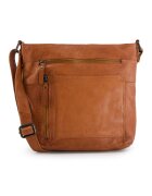 VENEZIA Geanta crossbody dama piele naturala - maro - 26x30x9cm - 3 buzunare interioare - 4 buzunare exterioare